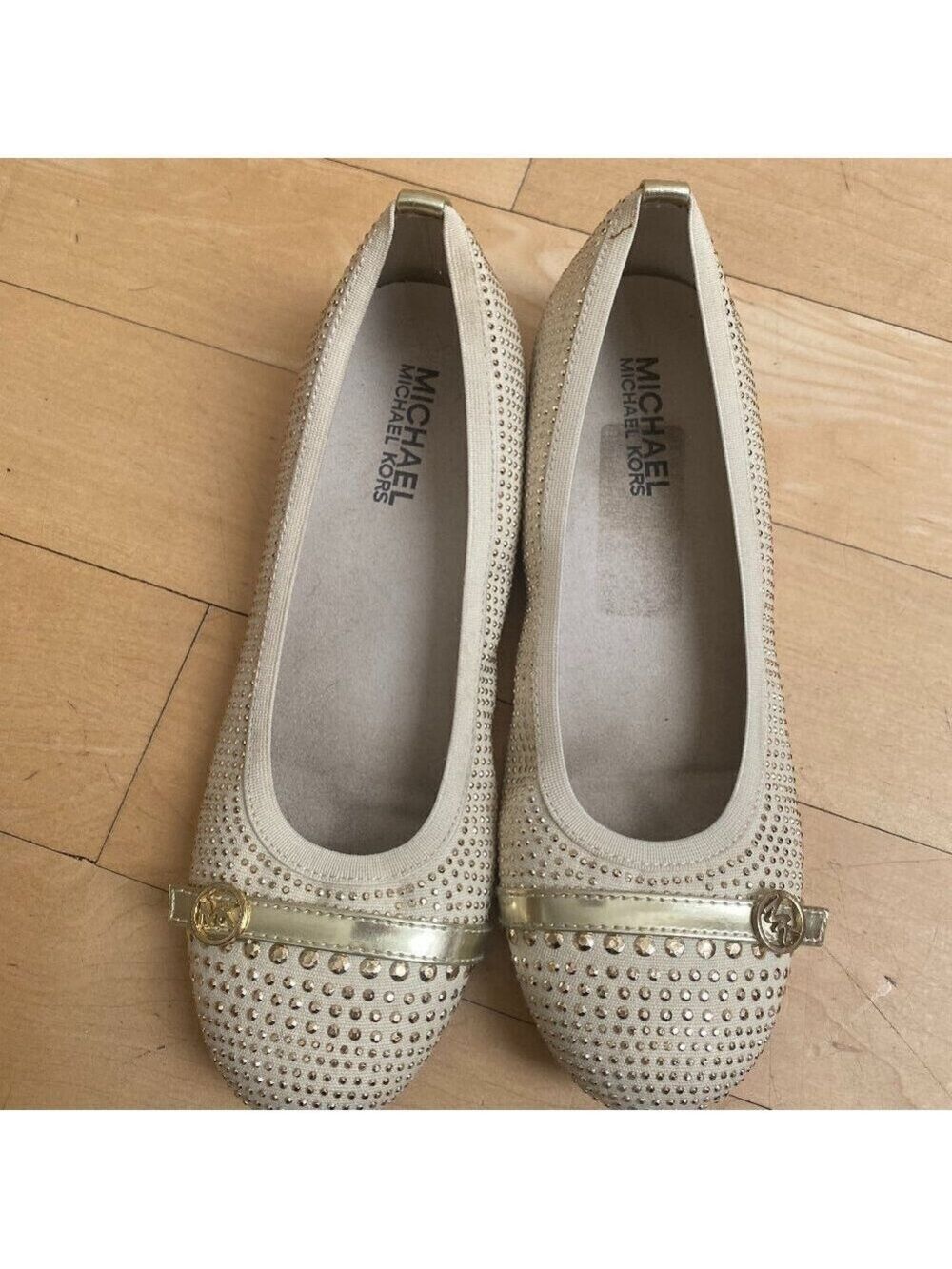 Michael Kors gold studded ballet flats women sz 4